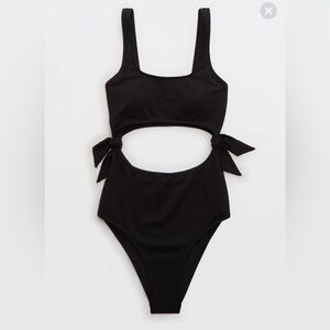 NWT Pique Aerie Black Cutout One Piece Swimsuit